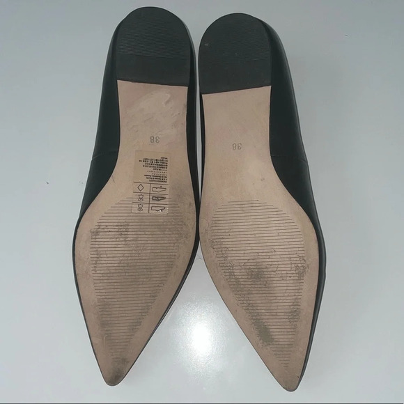 H&M Leather Black Metal Metal Ring Flats Size 7 - Picture 4 of 11